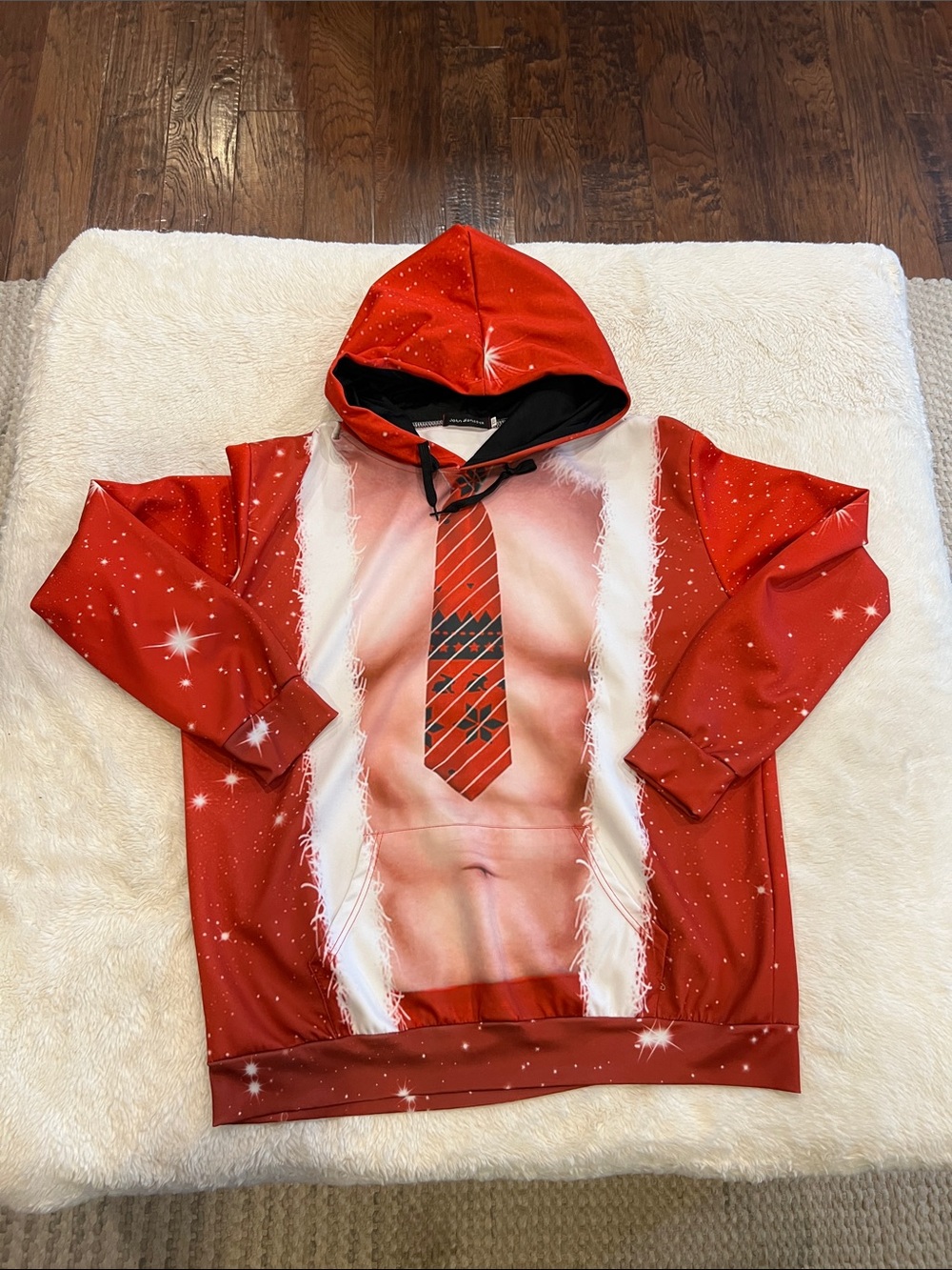 Mens Sexy Santa Graphic Print Hoodie sz XXL